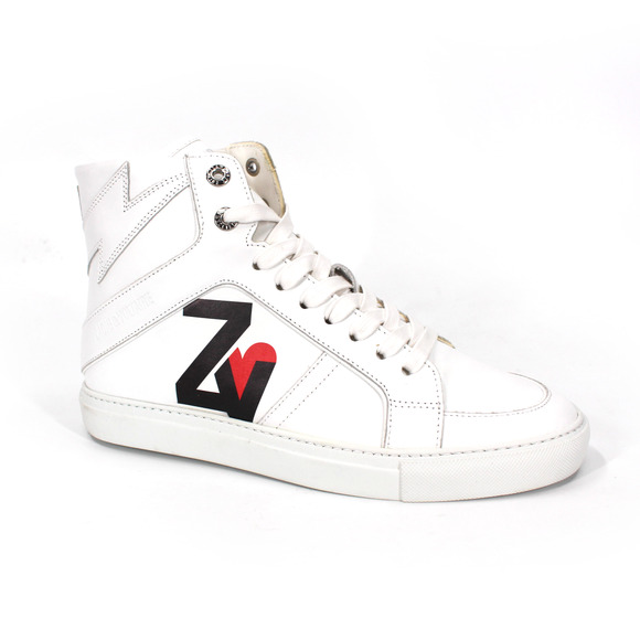 Zadig & Voltaire Flash Leather Sneakers NEW White High Top Heart Logo Size 39 - Picture 1 of 6